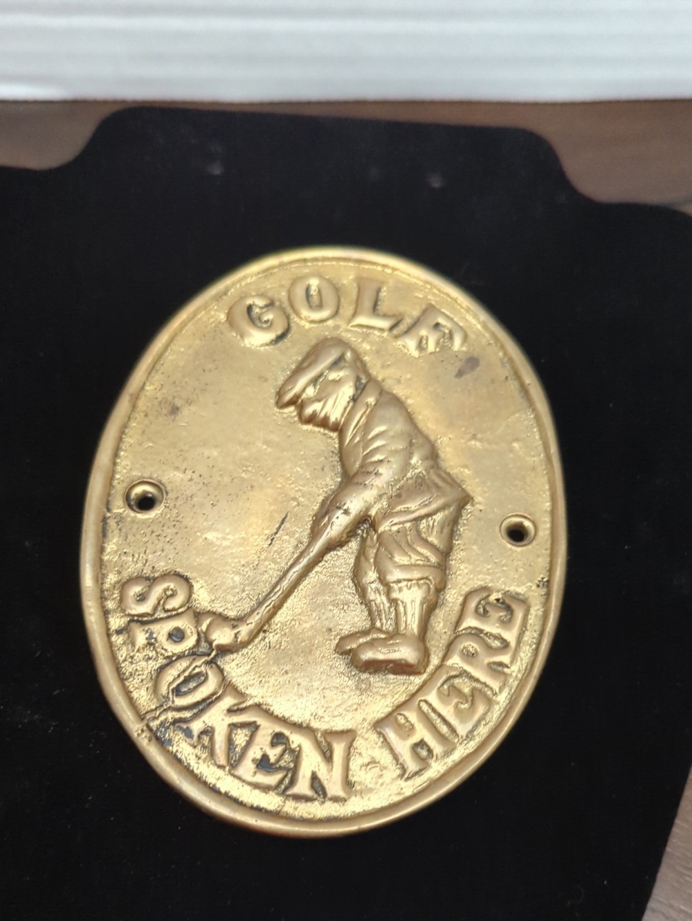 VTG 1991 Upper Deck Brass Golf Spoken Here Sign Plaque